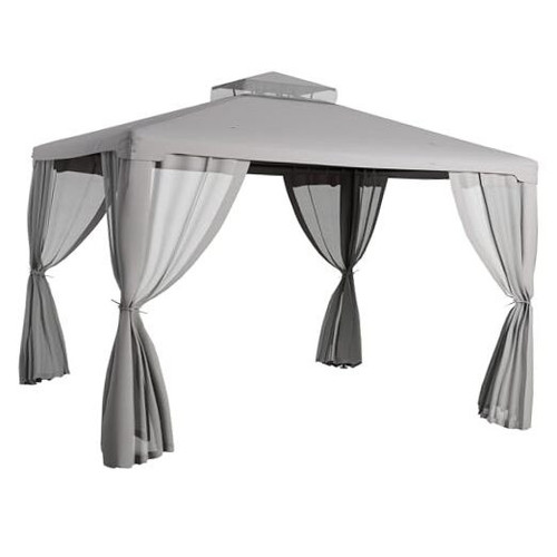 9.6' x 11.6' Patio Gazebo, Outdoor Canopy Shelter with 2-Tier Roof and