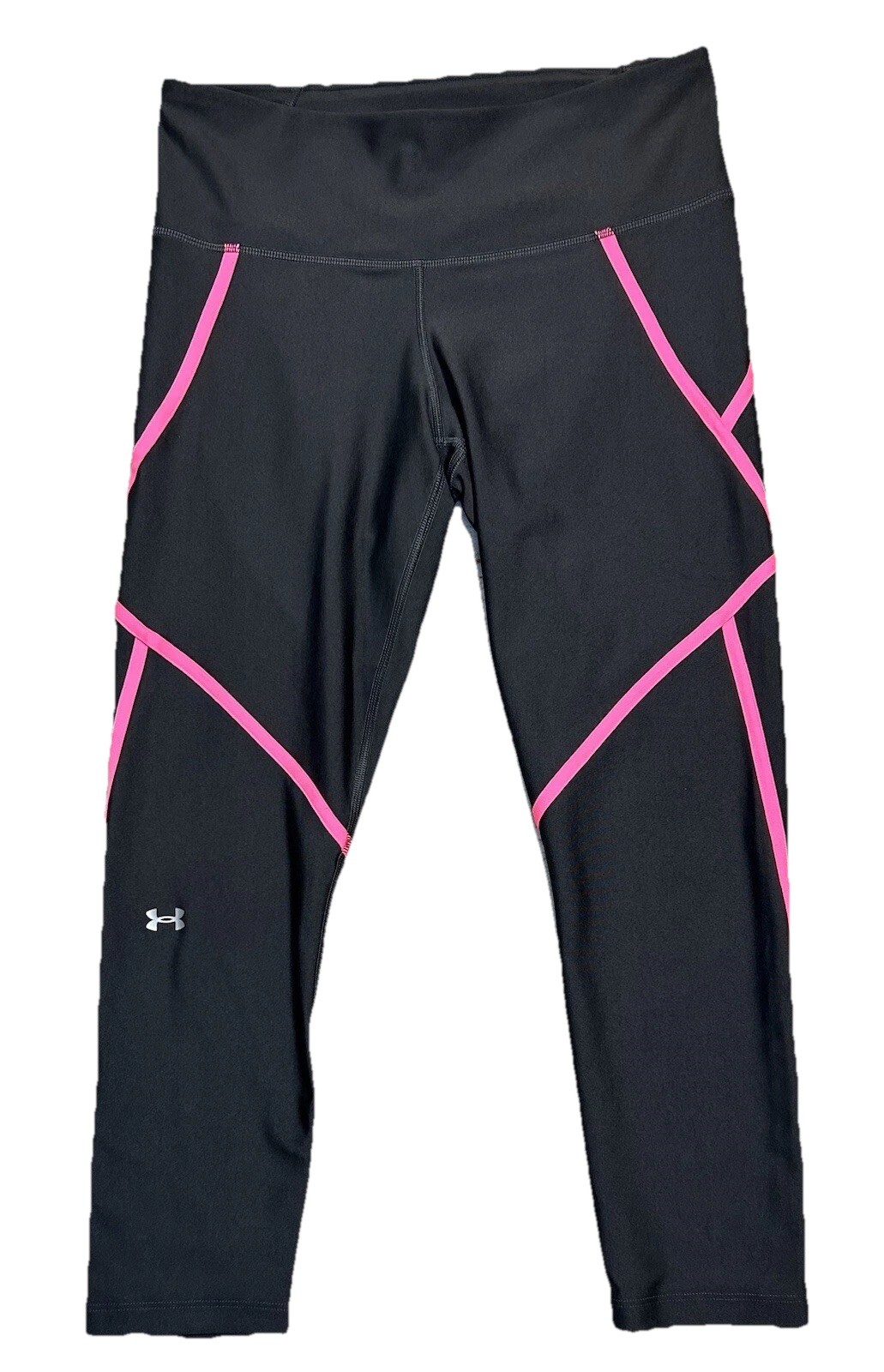 Under Armour Compression Leggings Hot Pink Grey Sz Large Heatgear Capri