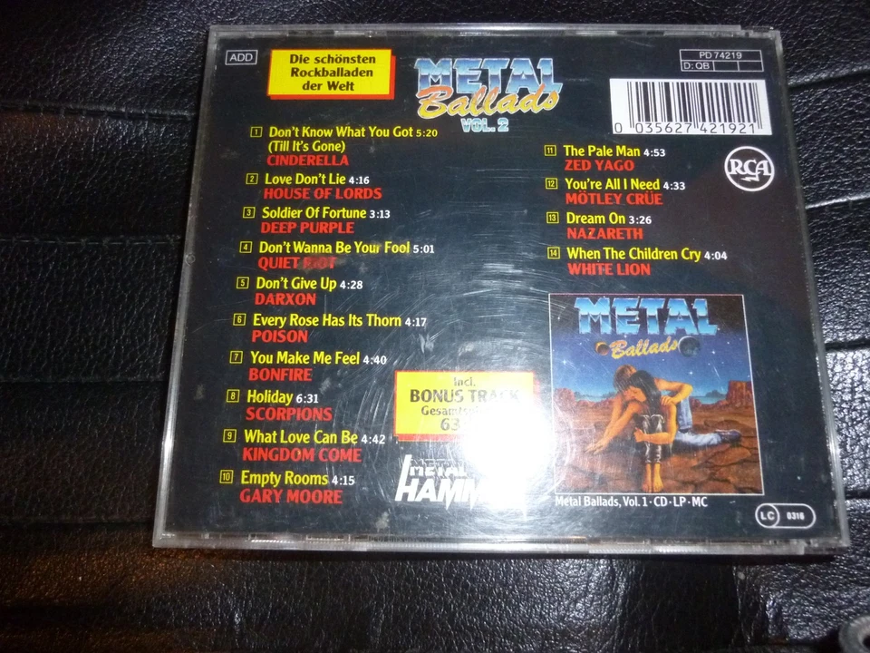 METAL BALLADS 2  Cinderella House of Lords Poison Bonfire Mötley Crue Scorpions - Bild 2 von 3