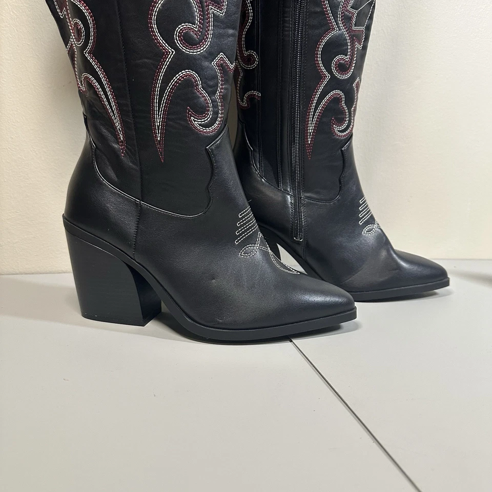 Torrid Womens Tall Western Cowboy Boot Black 8.5 WW Width Vegan - Image 4 of 4