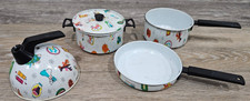 Vintage kids Children's tin Enamelware Cooking Set food kitchen pretend play