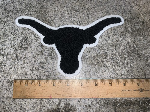 Chenille Black Texas Longhorns Iron On and/or Sew On Patch - Picture 1 of 2