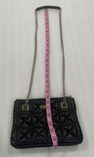 Kate Spade Black Dimond Quilted Crossbody/Shoulder Bag Gold Chain Leather Strap - Picture 11 of 15