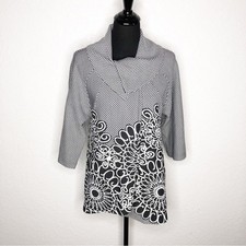 Joseph Ribkoff black white geometric floral wrap front blazer jacket size US 2