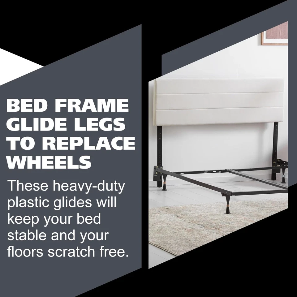 Juego de 4 deslizadores de patas de muebles negros de repuesto para marcos de cama ruedas Foto 4 de 4