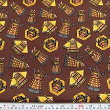 Doctor Who Exterminate Springs Creative Brown Cotton Fabric by the HALF YARD