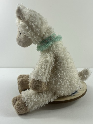 Mary Meyer 14" White Cream Llama Shaggy Fur Plush Stuffed Animal Aqua Collar - Picture 3 of 9