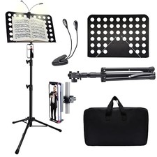 Sheet Music Stand with Light  Phone Holder, 57" Music Stand for Sheet Music