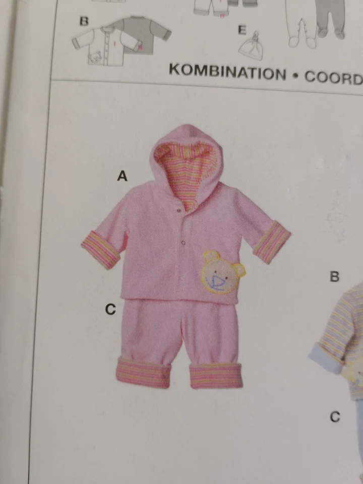 Jacket One Piece Hat Infants 1M 3M 6M 12M Burda 9636 Sewing Pattern UC Easy Baby - Image 4 of 4