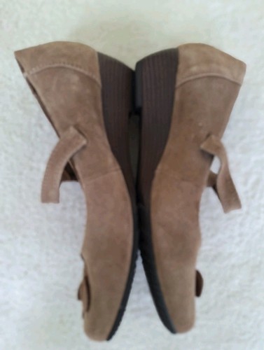 Earth Spirit Mary Janes 8 Tan/brown Suede Flower Detail Toe 1.5in Wedge Comfort - Picture 4 of 6
