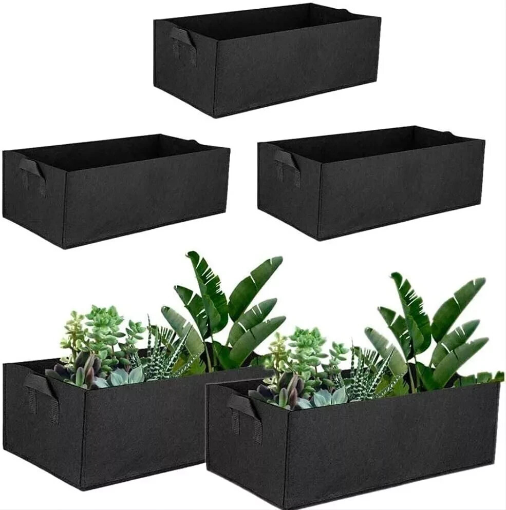 Paquete de 5 bolsas de cultivo de jardín jardineras de tela de fieltro contenedores rectangulares para plantar