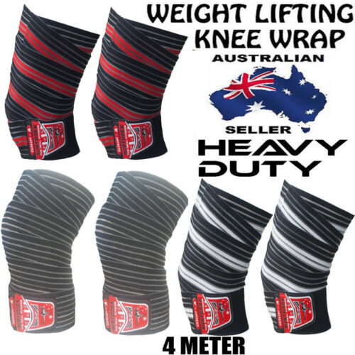 POWER LIFTING KNEE WRAPS BODYBUILDING Weight lifting STRAPS WRAPS BRACE - Picture 4 of 10