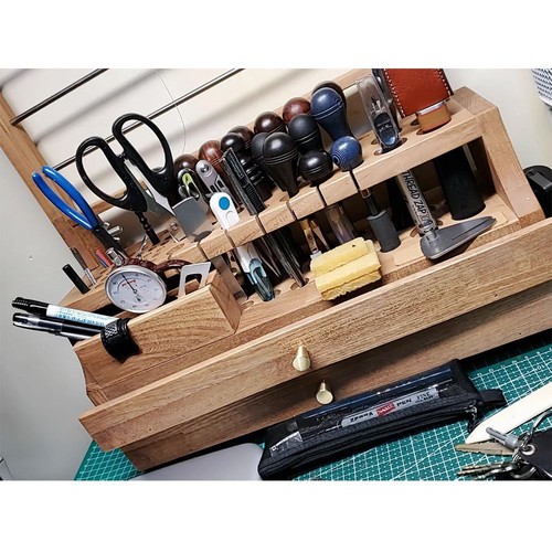 High-End Ulmwood Aufbewahrungsgestell Praktisches Leder Werkzeug Halter Lederhandwerk Werkzeuge - Bild 6 von 12