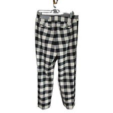 Talbots Hampshire Ankle Pants Womens 8 Black White Plaid New