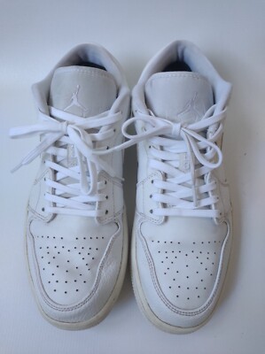 Nike Air Jordan 1 Low Triple White Tumbled Leather 553558 Nike Air Jordan 1 Low Triple White Tumbled Leather 553558