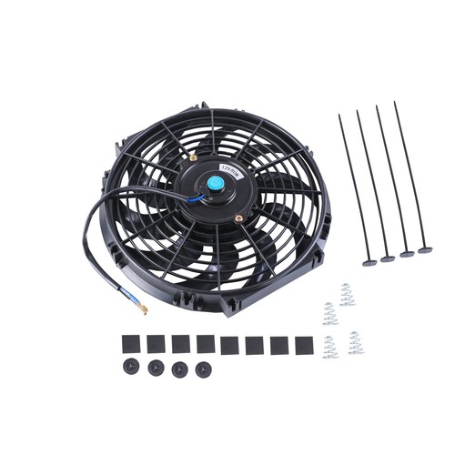 2PCS 12" Black Slim Fan Push Pull Electric Radiator Engine Cooling 12V Mount Kit - Picture 2 of 10