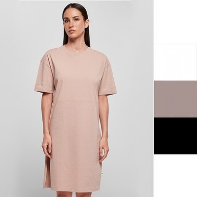 Build Your Brand Ladies' Organic Oversized Slit Tee Dress BY181 Damen Kleid NEU