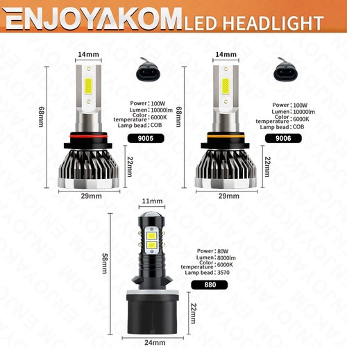 For Saturn SC1 SC2 1997-2002 LED Headlight Bulbs High Low Beam + Fog Light 6000K - Foto 7 di 11