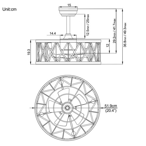 MAC 20" 52" Reverse Airflow Ceiling Fan Light Timer Remote Control DC / AC Motor - Picture 9 of 59