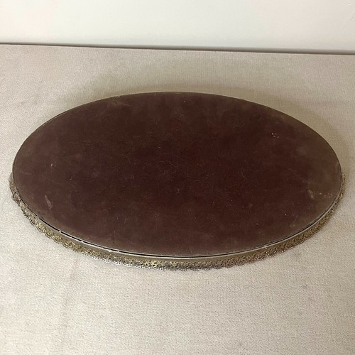 Vtg Hollywood Regency Matson Gold Ormolu Vanity Dresser Mirror Tray Oval Roses - Picture 3 of 5