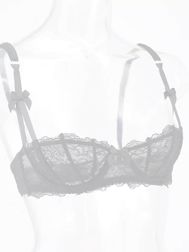 Varsbaby See-through Unlined Bra Underwire Lace Sexy Adjustable Bralette - Picture 2 of 27