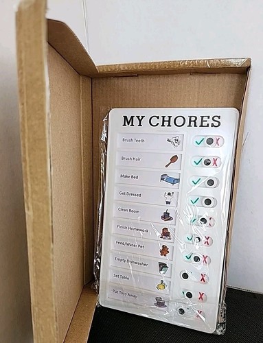 NIB - 2 Chore Charts for Kids to Do List Board Sliding Routine Chart Wall Hanger - Picture 2 of 4
