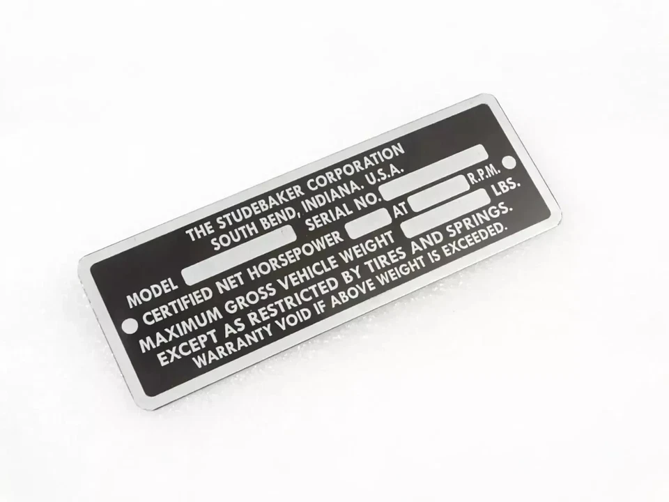 PLACA DE DATOS SE ADAPTA AL MODELO STUDEBAKER VINTAGE 1946-49 #V214-7 Foto 3 de 4