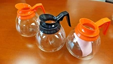 For BUNN Commercial Brewer - 3 Coffee Pots/Decanters/Carafes Black & Orange, NEW