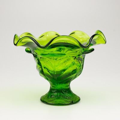 Viking Epic Leaf Footed Bowl/Compote, Shape 7606, Avocado Green