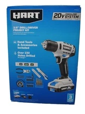 NEW Hart 20v 3/8" Drill/Driver Project Kit HPPK03B 60 piece battery charger incl