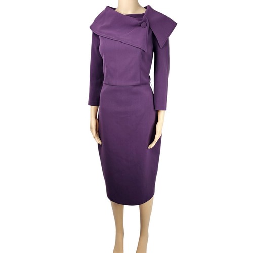 Badgley Mischka Womens Plum Purple Pencil Dress Size 6 - Picture 4 of 7