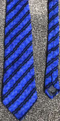 Krawattenhalter blau 100 % Seide gestreift geometrischer Mix elegante Krawatte 3,75'' breit 54'' lang