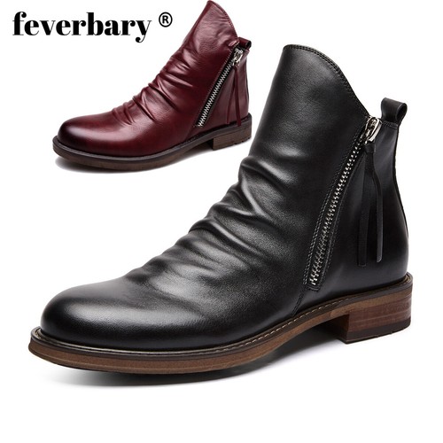 Mens Zip Up Military Leather Chelsea Ankle Boots Casual Shoes Size NEW - Picture 5 of 14