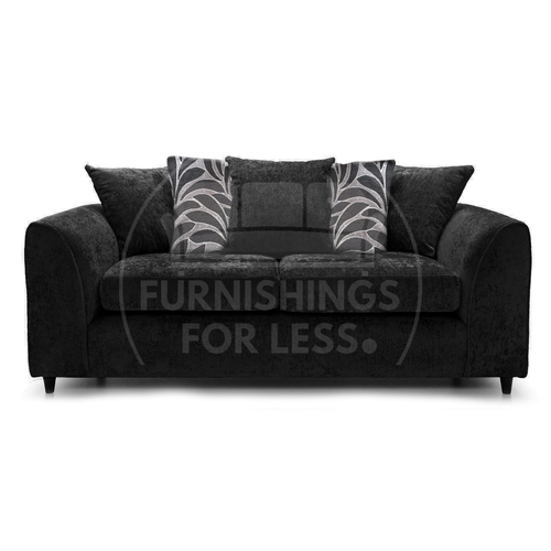 Grey Corner Sofa Chenille Black 3&2 Seater Zinc Fabric w/ Pattern Cushion Modern - Picture 13 of 15