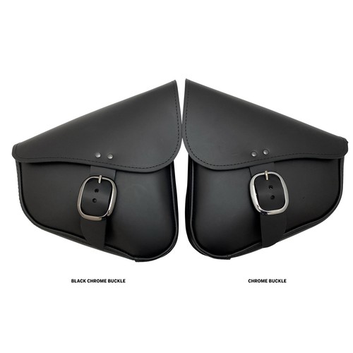 Willie & Max 59904-00 Dual Shock Black Leather Swingarm Bag with Chrome Buckle - Picture 5 of 8