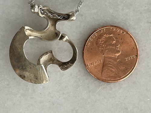 Collana Ciondolo Vintage Argento Sterling Modernista Brutalista Gioielli - Foto 2 di 2