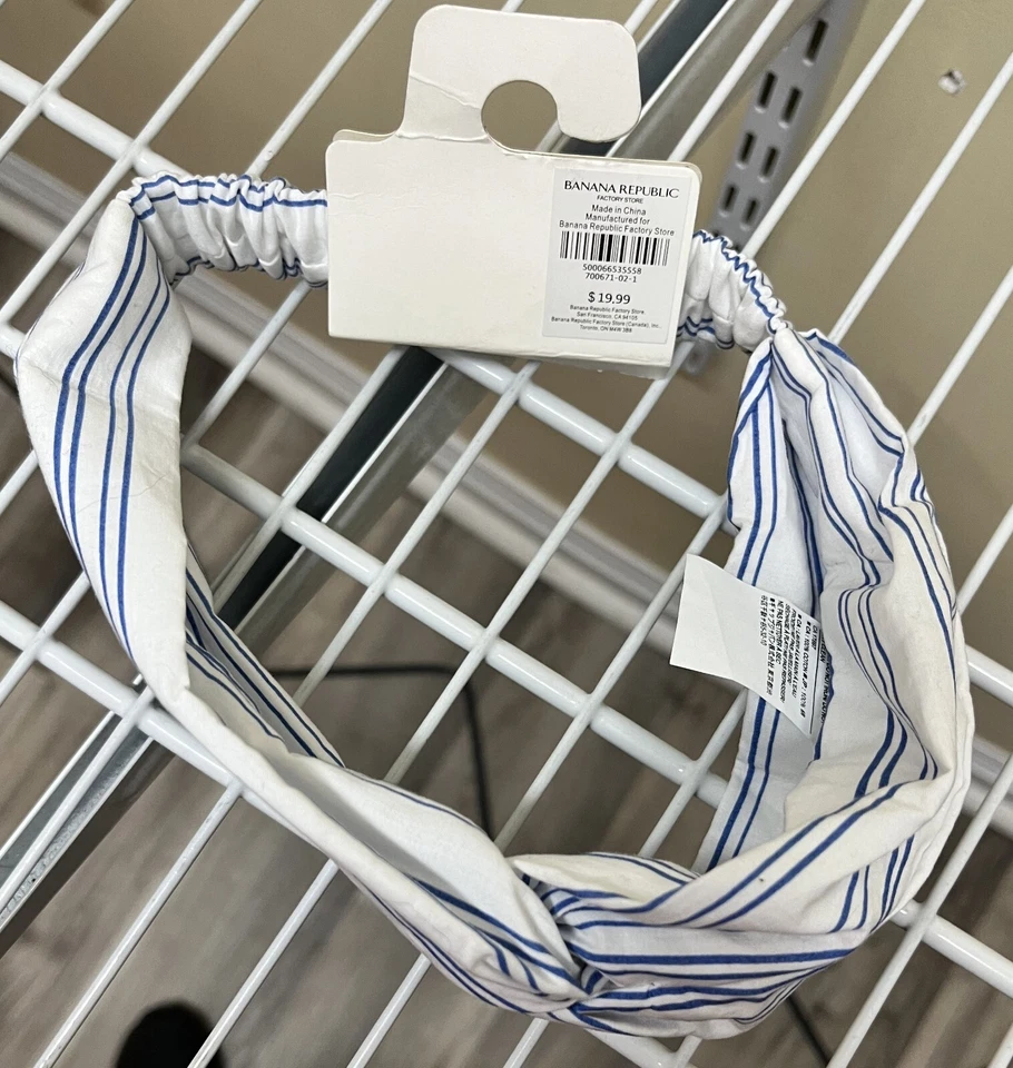 Diadema a rayas azul claro Banana Republic Factory Store talla única nueva Foto 3 de 4