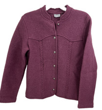 Strick Meister Austria Women’s Wool Jacket Size 42 US S Purple Buttons