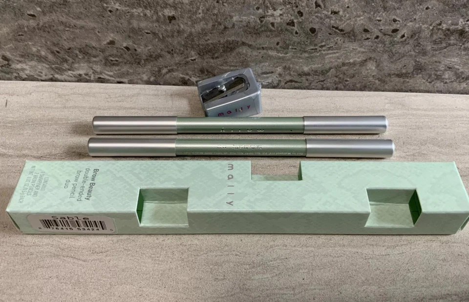  Mally Brow Beauty Double-Ended Brow Pencil Duo + Sharpener *SABLE* BNIB  - Image 2 of 4