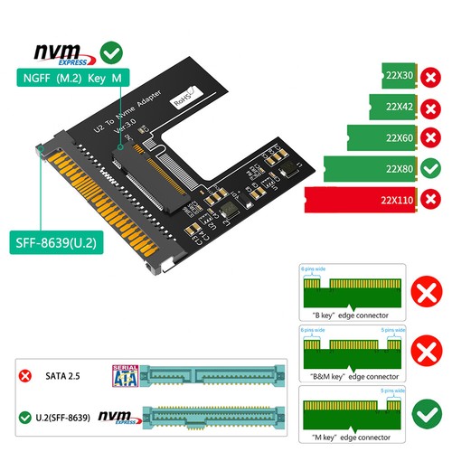 Versión M.2 (NGFF) NVMe SSD a U.2 (SFF-8639) Adaptador SSD de 2,5" con almohadilla térmica - Imagen 7 de 11