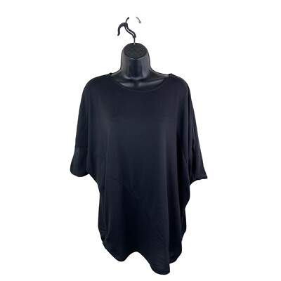 Forever Knit Top Womens Plus Size 2X Oversized Short Sleeve Solid Black Blouse