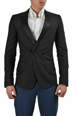 Versace Seta Lana Nero Doppio Petto Smoking Stile Uomo Giacca USA 38 It 48  | eBay