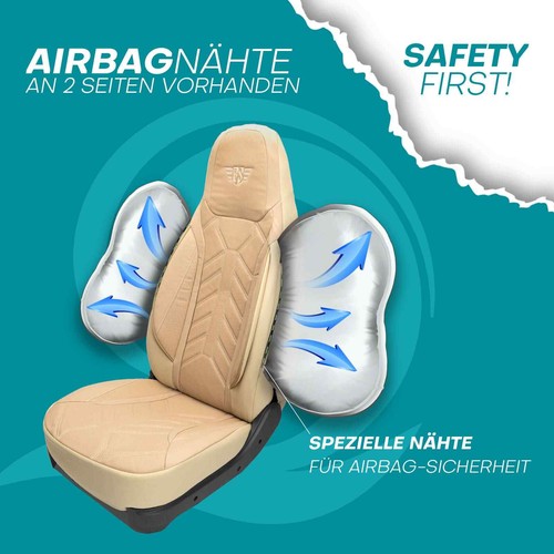 Fundas de asiento para autocaravana piloto adecuadas para Acapulco T27 (beige) - Imagen 9 de 12