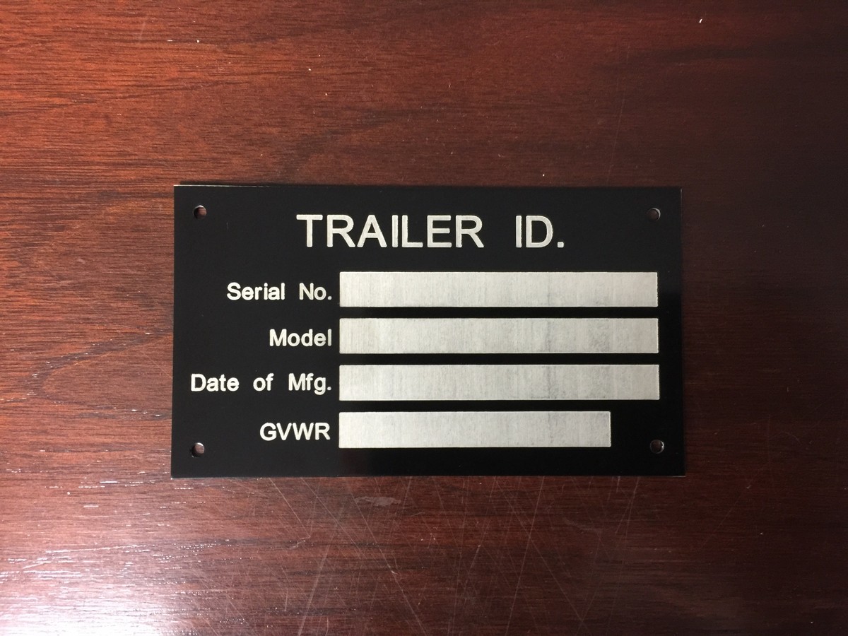 Blank Aluminum Trailer ID VIN Tag Plate – GVWR Serial, Rectangular With Mounting Holes