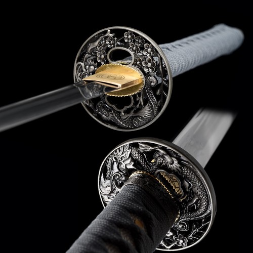 40''white Dragon Katana 1095 Steel Battle Ready Japanese Samurai Sword Full Tang - Picture 7 of 12