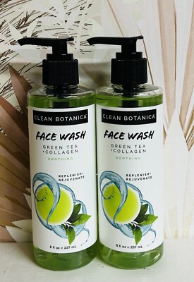 2 Pack ~ Green Tea & Collagen  Soothing Face  Wash 8 fl oz Each