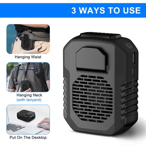 Portable USB Rechargeable 6000mAh Waist Clip Fan 3 Speeds Cooling Work Fan USA - Picture 35 of 42