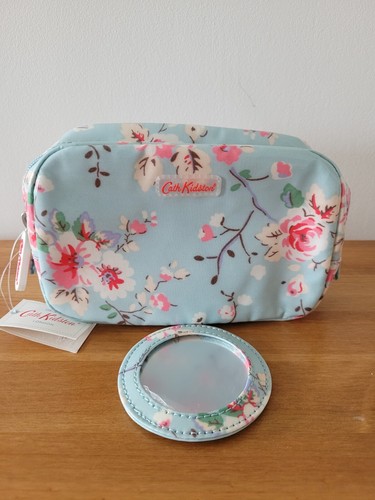 Cath Kidston Make Up Bag with Mirror - Clifton Rose Seafoam Blue - BNWT