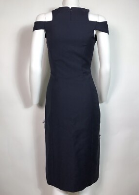Vtg Christian Dior by Raf Simons Dark Navy Lace Up Dress 2014 US2