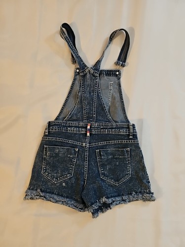 Jordache Girls Patriotic Stars Jean Shorts Overalls Raw Cuff size 10 / 12 Flag - Picture 2 of 3